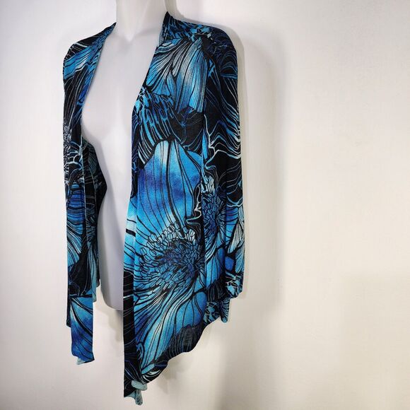 Chico's Cardigan Sweater Size 1 Medium Exploded Garden Convertible 3/4 Sleeve - Picture 6 of 11